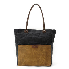 Casual Canvas Leather Black Ladies Mens Shopping Bag Tote Bag Shoulder Bag Tote Purse For Women - iwalletsmen