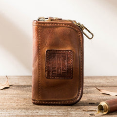 Black Leather Mens Key Holder Wallet Car Key Wallet Key Holder Card Holder For Men - iwalletsmen