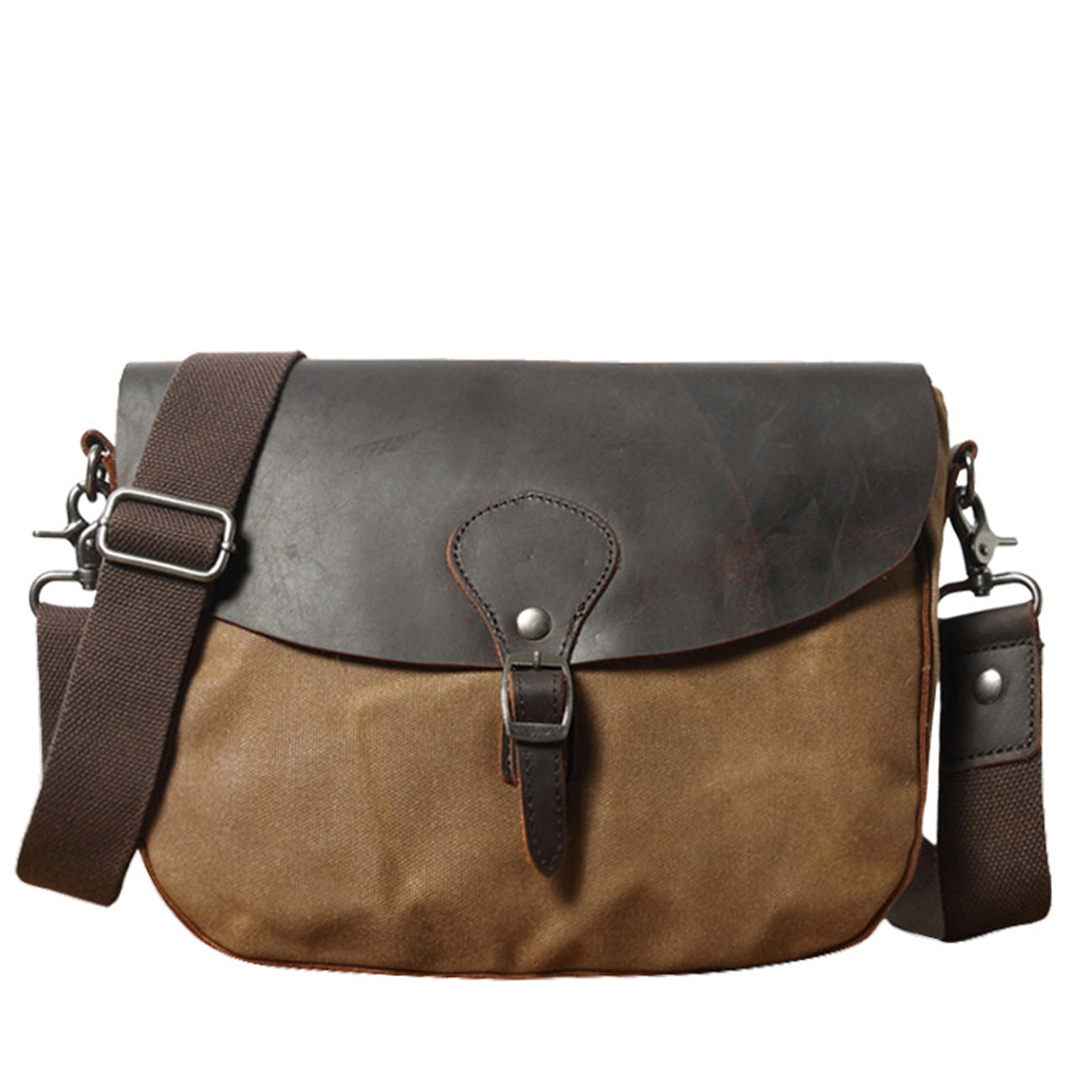 Cool Waxed Canvas Leather Mens Casual Small Green Side Bag Messenger Bag For Men - iwalletsmen