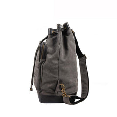 Fashion Canvas Leather Mens Bucket Sling Bag Sling Pack Khaki Canvas Sling Backpack for Men - iwalletsmen