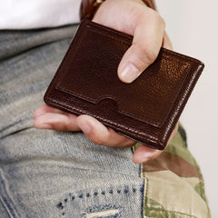 Genuine Leather Mens Cool Black billfold Leather Card Wallet Men Small Wallets License Wallet License Holder for Men - iwalletsmen