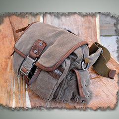 Canvas Black Mens Khaki Messenger Bags Small Postman Bag Canvas Courier Bag For Men - iwalletsmen