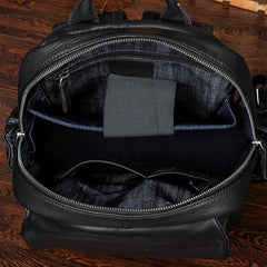 Cool Black Mens Leather 14 inches Computer Backpacks Cool Travel Backpacks School Backpack for men - iwalletsmen