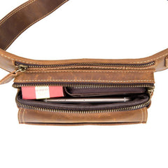 Cool Brown Leather Fanny Pack Mens Waist Bags Hip Pack Belt Bag Bumbags for Men - iwalletsmen
