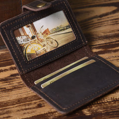Handmade Leather Mens Cool Wallet Card Slim Wallet Change Coin License Wallet for Men