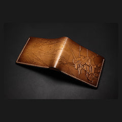 Handmade Leather Tooled EVANGELION EVA Mens billfold Wallet Cool Leather Wallet Slim Wallet for Men
