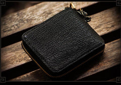 Leather Tooled Mens billfold Wallet  Chinese Dragon Cool Chain Wallet Handmade Biker Wallet for Men