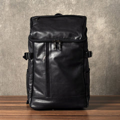 Genuine Leather Mens Cool Backpack Sling Bag Large Black Travel Bag Hiking Bag for men