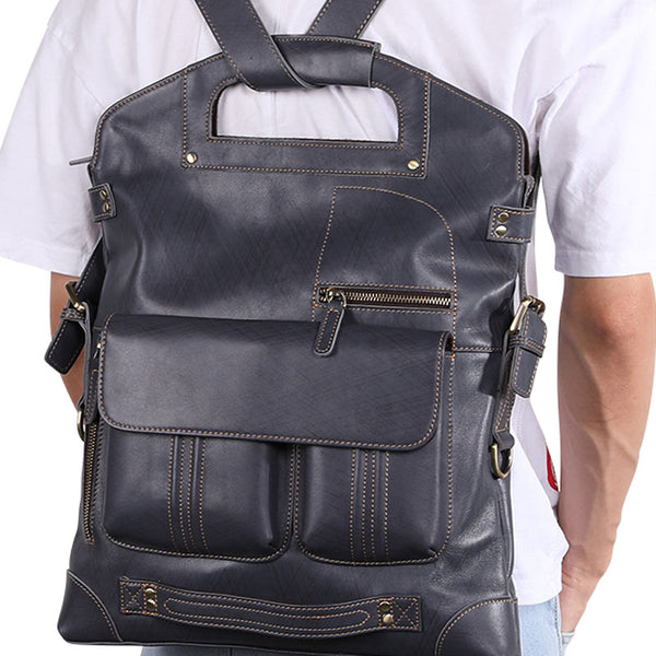 Cool 3-in-1 Brown Leather Mens Backpack Side Bag Laptop Handbag Backpack for Men - iwalletsmen