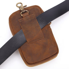 Cool Brown Leather Men's Cell Phone Holster Brown Belt Bag Belt Pouch For Men - iwalletsmen