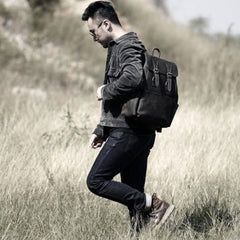 Handmade Leather Mens Cool Backpack Sling Bag Large Travel Bag Hiking Bag for men