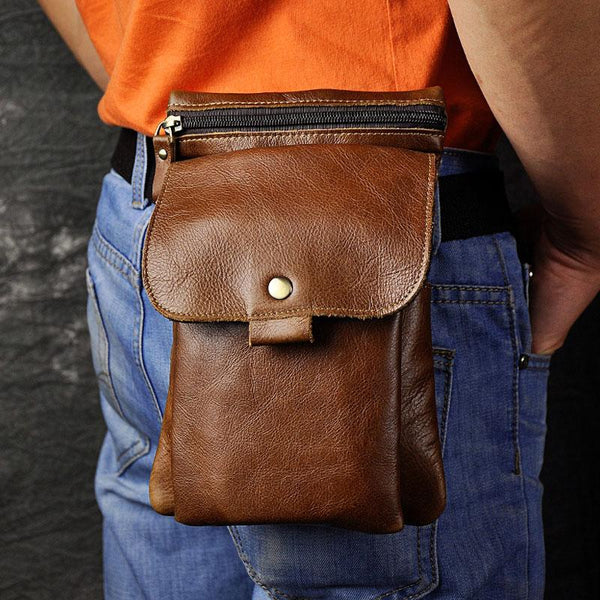 Leather Belt Pouches Cell Phone Holsters for Men Waist Bag BELT BAG Shoulder Bag For Men - iwalletsmen