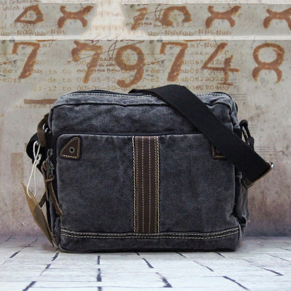 Vintage Canvas Black Mens Small Postman Bag Green Canvas Messenger Bags Small Courier Bag For Men - iwalletsmen