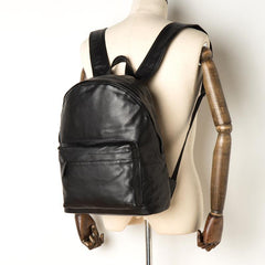 Fashion Black Mens Leather 13-inch Computer Backpacks Cool Travel Backpacks School Backpacks for men - iwalletsmen