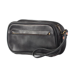 Coffee Cool Leather Mens Long Wallets Large Zipper Wallets Black Wristlet Clutch Vintage Clutch Purse For Men - iwalletsmen