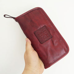 Handmade Mens Black Long Wallet Brown Cool Zipper Long Wallet Clutch Wallet For Men - iwalletsmen