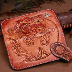 Handmade Leather Kylin Mens Chain Biker Wallet Cool Leather Wallet With Chain Wallets for Men