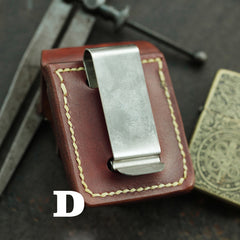 Cool Brown Leather Mens Holster Zippo Lighter Case Standard Zippo Lighter Holder with Belt Clip For Men - iwalletsmen