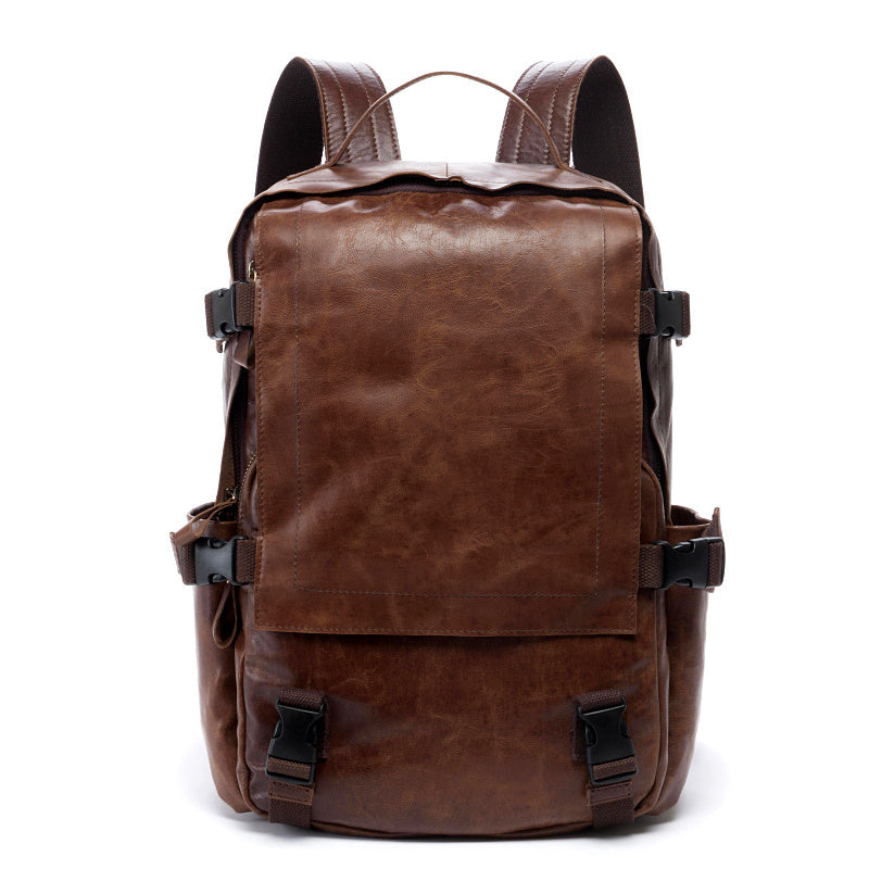 Brown Leather Mens 15 inches Cool Backpack Travel Backpack School Backpack for men - iwalletsmen