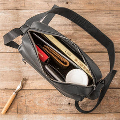 Black Cool Leather Mens Small Postman Bag Brown Messenger Bags Courier Bag for Men - iwalletsmen