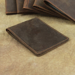 Cool Dark Brown Leather Mens Small Bifold Wallet billfold Wallet License Wallet for Men - iwalletsmen