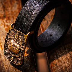 Handmade Genuine Leather Mens Belt Custom Cool Leather Men Black Belt for Men