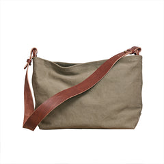 Cool Canvas Leather Mens Side Bag 14 inches Green Canvas Courier Bags Canvas Messenger Bag for Men - iwalletsmen