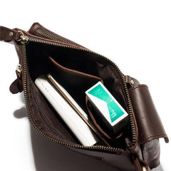 Top Leather Fanny Pack Men's Dark Brown Chest Bag Hip Bag Brown Waist Bag For Men - iwalletsmen