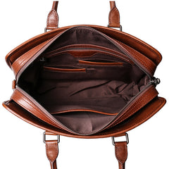 Vintage Brown Leather Men's 14‘’ Laptop Briefcase Professional Briefcase Handbag For Men - iwalletsmen
