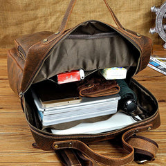 Casual Coffee Men's 15 inches Leather Laptop Backpack Computer Backpack School Backpacks For Men - iwalletsmen