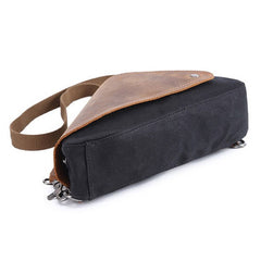 Mens Waxed Canvas Leather Triangular Side Bag Canvas Courier Bags for Men - iwalletsmen