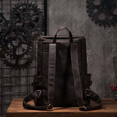 Cool Coffee Mens Leather Hiking Backpack Travel Backpack Leather Backpack for Men - iwalletsmen