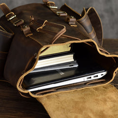 Handmade Leather Mens Cool Backpack Sling Bag Large Travel Bag Hiking Bag for men