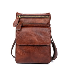 Brown Cool Leather Mens Belt Pouch Bag Mini Messenger Bag Side Bag Waist Bag for Men - iwalletsmen