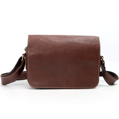 Cool Black Leather Mens Small Courier Bags Black Messenger Bags Brown Postman Bags For Men - iwalletsmen