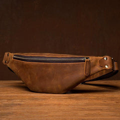 Vintage Brown Mens Leather Mens Fanny Pack Brown Waist Bag Hip Pack Belt Bag Bum bag for Men - iwalletsmen