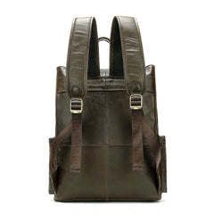Fashion Leather Men's School Backpack 14inch Computer Backpack Satchel Backpack For Men - iwalletsmen