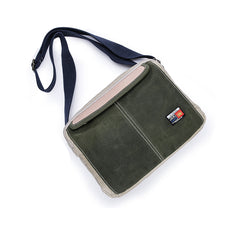 Canvas Leather Mens Womens Green Small 10'' Side Bag Blue Messenger Bag Small Courier Bag For Men - iwalletsmen