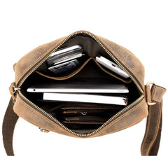 Vintage LEATHER MEN'S SMall Vertical Courier Bag BROWN Messenger Bag Side Bag Postman Bag FOR MEN - iwalletsmen
