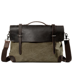 Cool Canvas Leather Mens Gray 14‘’ Office Handbag Shoulder Bag Messenger Bag For Men - iwalletsmen