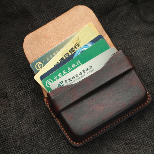 Cool Coffee Leather Mens Business Card Holder Coin Purse Small Change Wallet For Men - iwalletsmen
