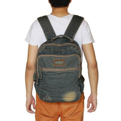 Denim Blue Mens 16 inches Backpack Laptop Backpack Jean Travel Backpacks For Men - iwalletsmen