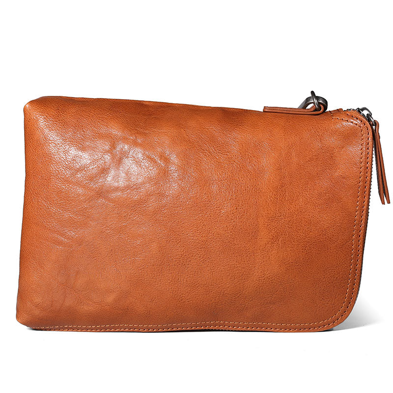 Cool Leather Mens Brown Long Wallet Wristlet Wallet Black Clutch Wallet for Men - iwalletsmen