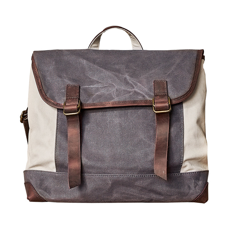 Fashion Canvas Leather Mens 14'' Satchel Messenger Bags Courier Bag College Postman Bag for Men - iwalletsmen