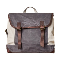 Fashion Canvas Leather Mens 14'' Satchel Messenger Bags Courier Bag College Postman Bag for Men - iwalletsmen