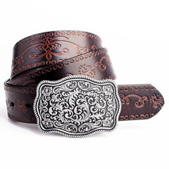 Handmade Genuine Leather Punk Rock Floral Mens Cool Men Biker Trucker Leather Belt