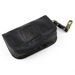 Vintage Brown Leather Men's Car Key Wallet Black Key Zipper Wallet For Men - iwalletsmen