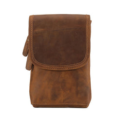 Cool Brown Leather Mens Belt Pouch Mini Shoulder Bag Belt Bags For Men - iwalletsmen