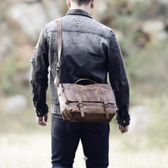 Handmade Leather Mens Cool Messenger Bag Briefcase Work Bag Business Bag for men