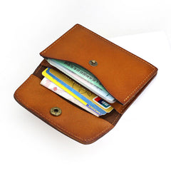 Leather Mens Card Wallet Front Pocket Wallet Small Slim Wallets Change Wallets for Men - iwalletsmen